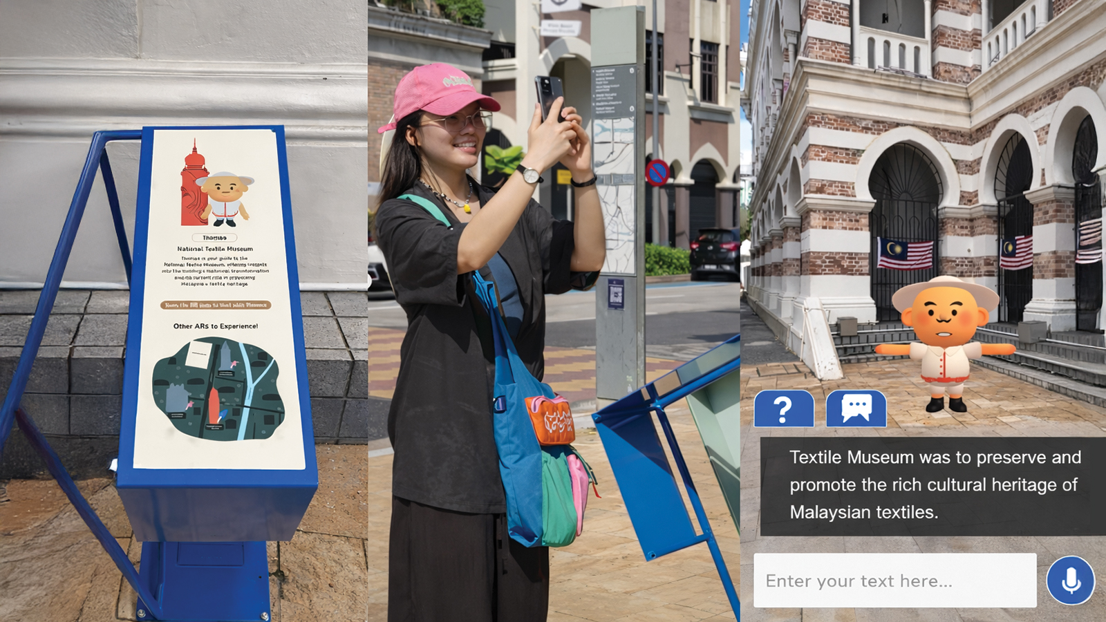 CheritAR × Think City — visitor scanning a QR code at the Sultan Abdul Samad Building to launch the WebAR heritage tour